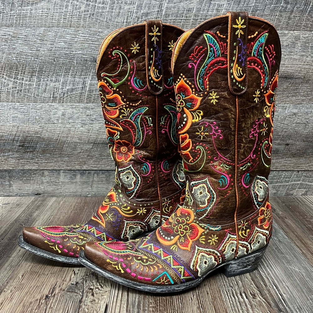 LIKE NEW Old Gringo Olivia Brass Cowboy Boots - Size 9